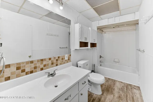 a bathroom with a sink toilet a shower and bathtub