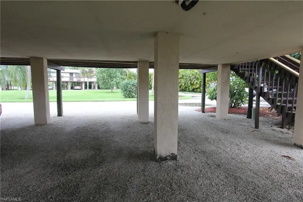 a view of a room with a balcony