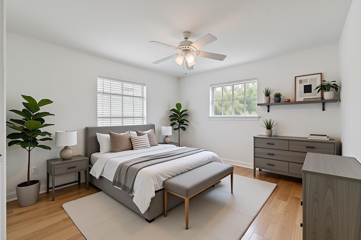 9208 Carousel Lane Houston, TX 77080 - Photo 30 of 31 a bedroom with a bed and a potted plant