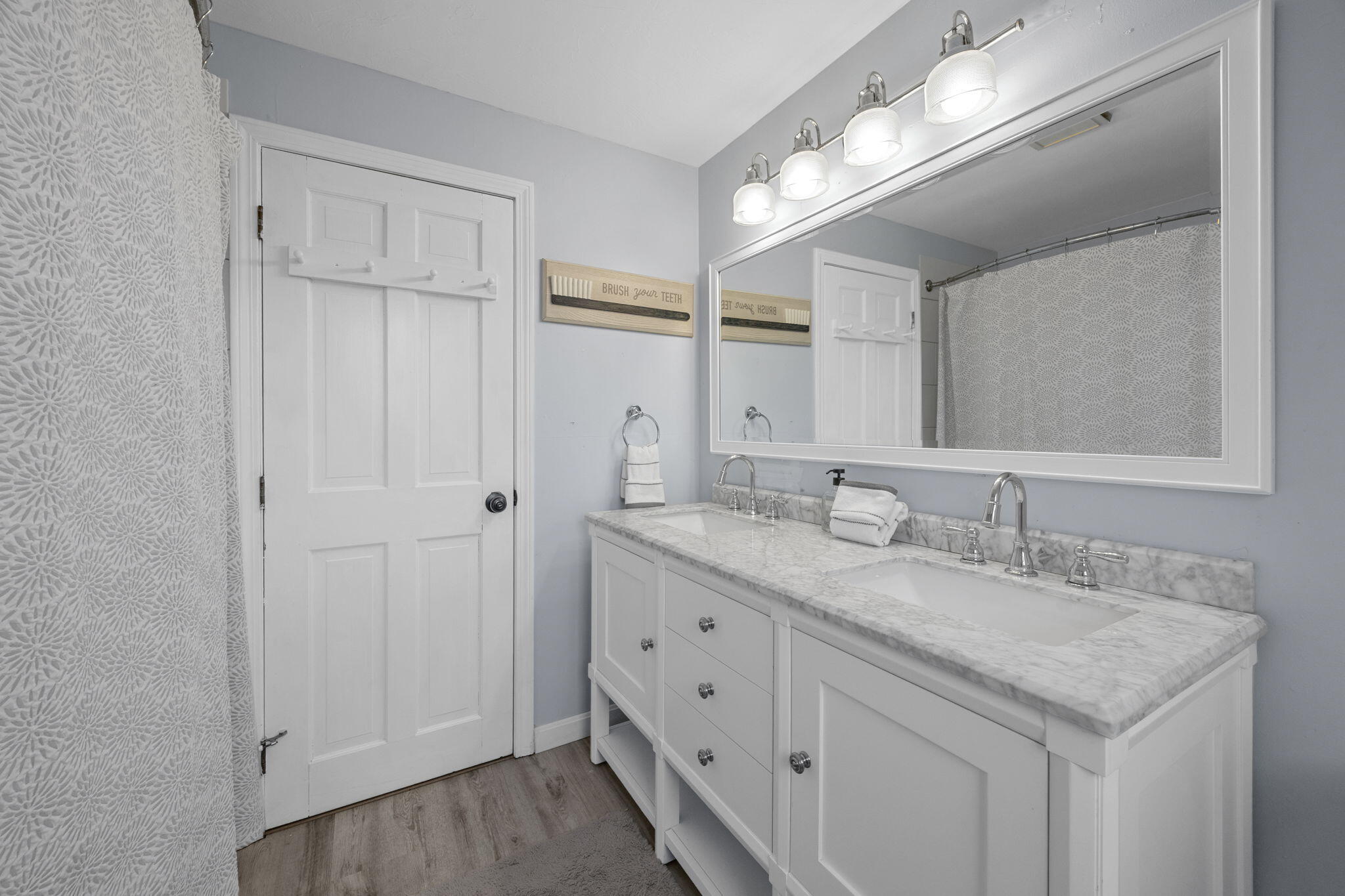 30 Flicker Lane Marstons Mills, MA 02648 - Photo 28 of 47 a bathroom with a granite countertop sink and a mirror