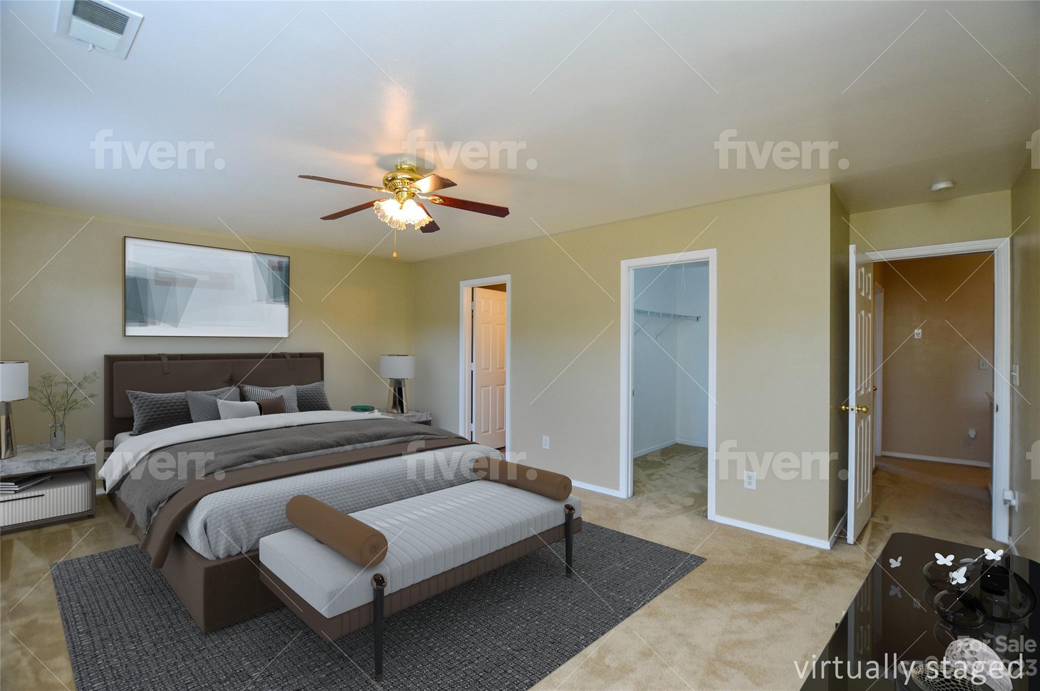 9310 John Russell Road Charlotte, NC 28215 - Photo 30 of 40 a bedroom with a bed and a chandelier