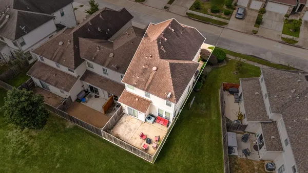an aerial view of a house