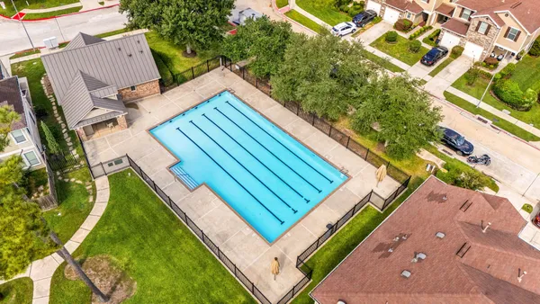 an aerial view of a house