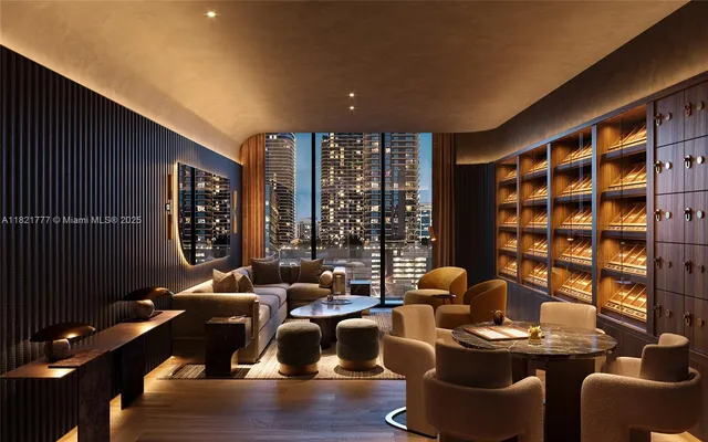 a living room with furniture window and lamp