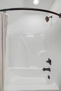 a bathroom with a bathtub