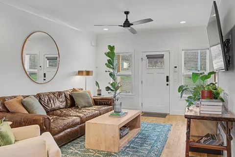 a living room with furniture