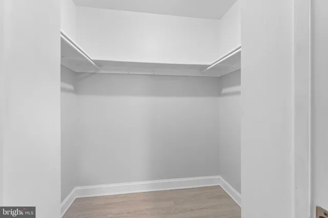 a view of an empty walk in closet