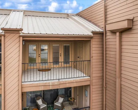 a view of a lake with a terrace