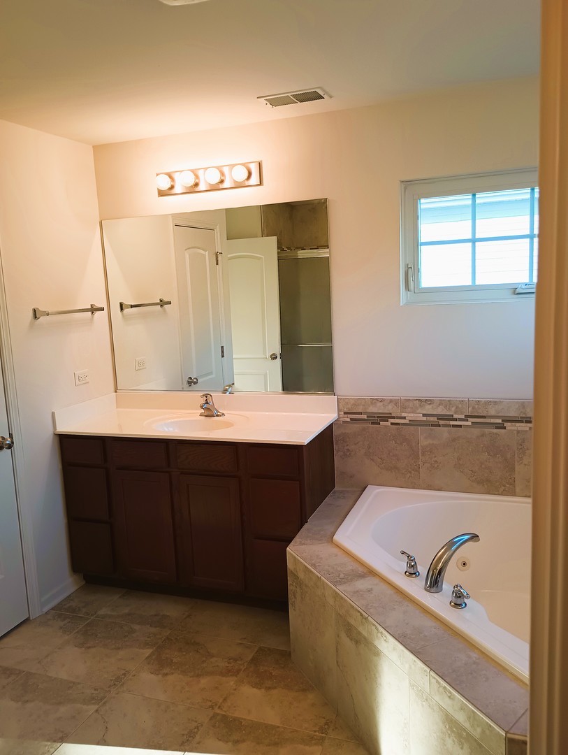 777 West Mystic Lane Romeoville, IL 60446 - Photo 22 of 35 a bathroom with a tub a sink and mirror