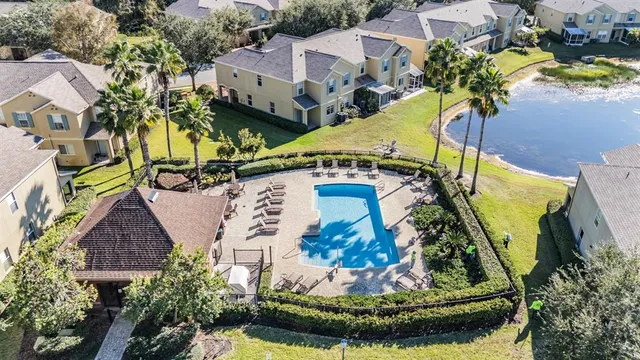 an aerial view of a house having outdoor space