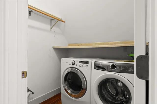 a utility room with dryer and washer