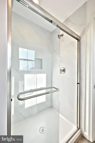 a view of a room with racks on the wall