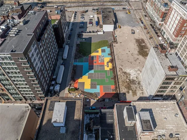 an aerial view of a house