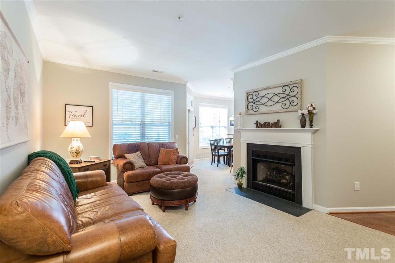3151 Hemlock Forest Circle, Unit 102 Raleigh, NC 27612 - Photo 12 of 26 a living room with furniture and a fireplace