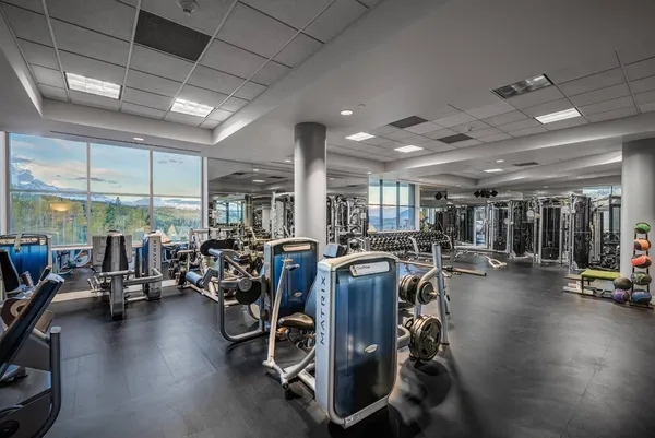 a view of a room with gym equipment