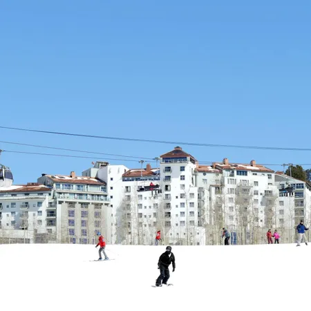 a view of tall buildings