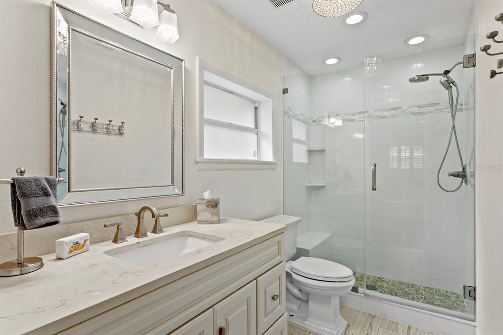 309 Park Ridge Avenue Temple Terrace, FL 33617 - Photo 45 of 60 a bathroom with a granite countertop sink a toilet and shower