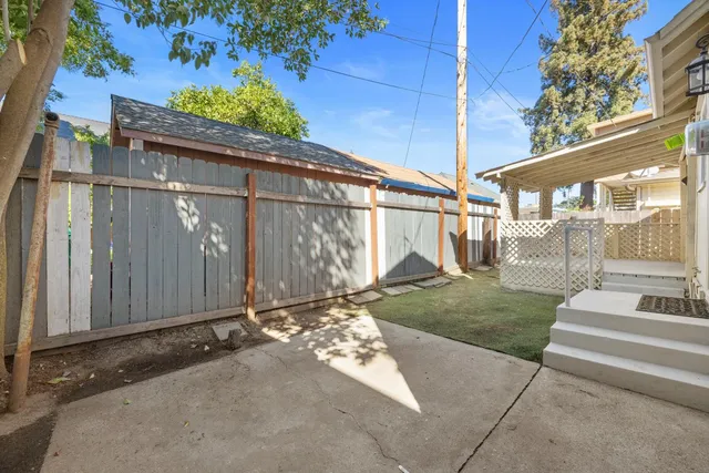 a view of a backyard with a garden