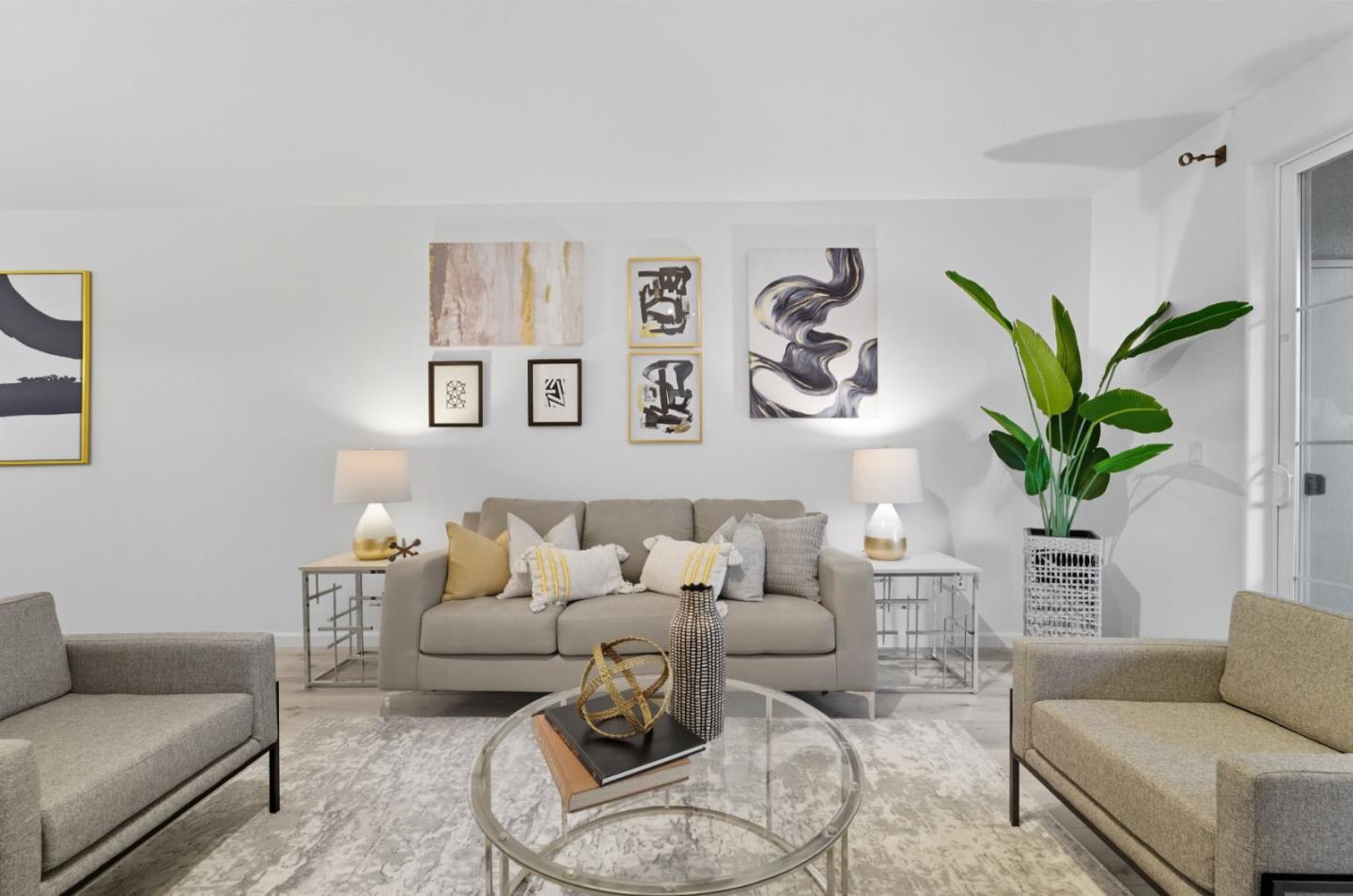 1388 Broadway, Unit 201 Millbrae, CA 94030 - Photo 2 of 33 a living room with furniture and a potted plant