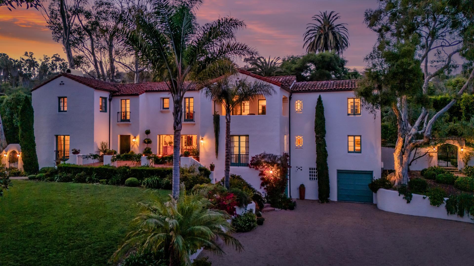 1098 Golf Road Montecito, CA 93108 - Photo 62 of 62 a front view of a house with a garden and a tree