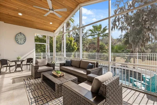 a living room with furniture