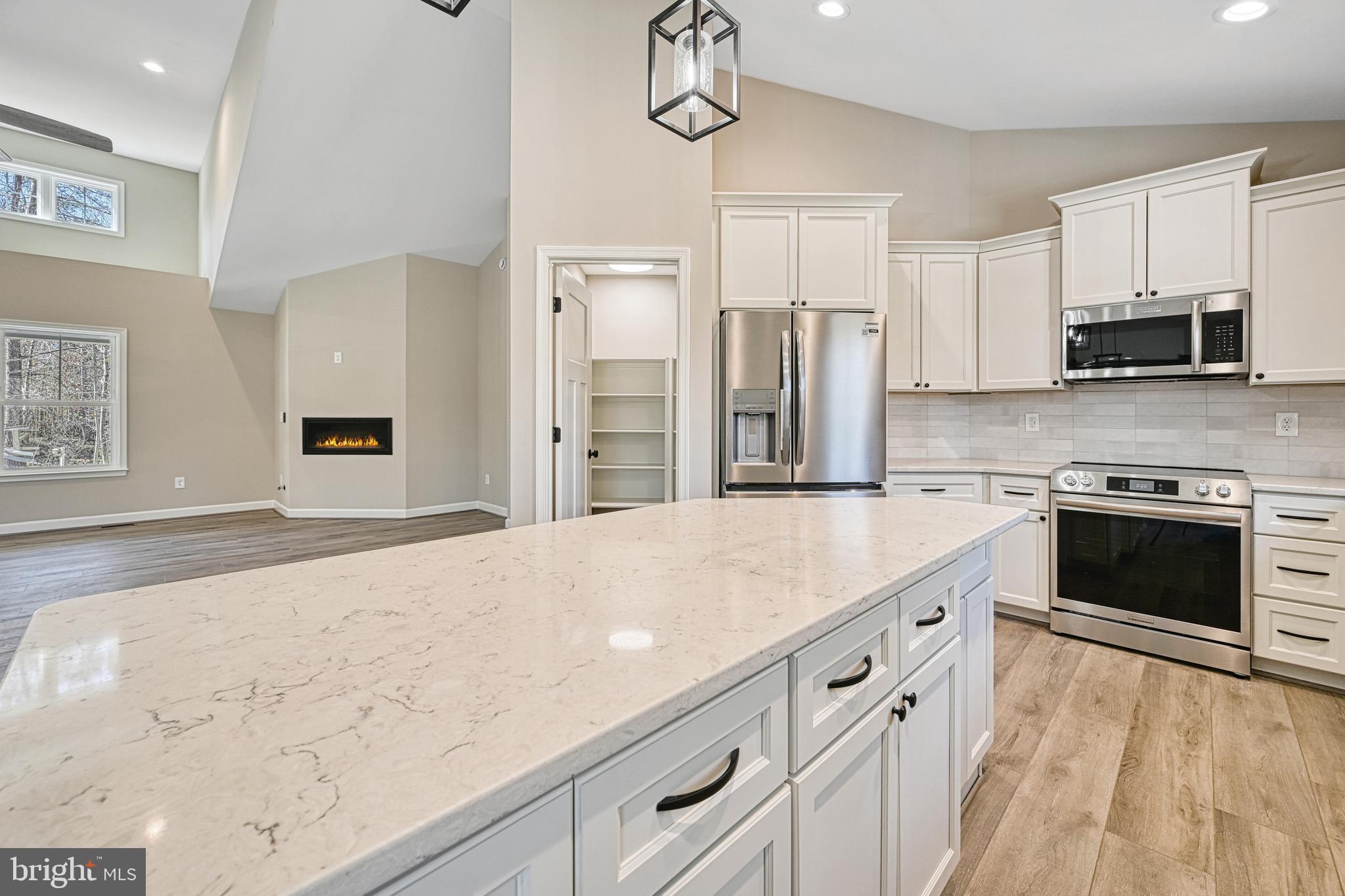 48 Pine Drive Louisa, VA 23093 - Photo 11 of 76 a kitchen with stainless steel appliances a stove microwave and cabinets