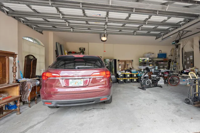 a view of a park with large trees