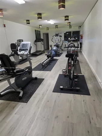 a room with gym equipment