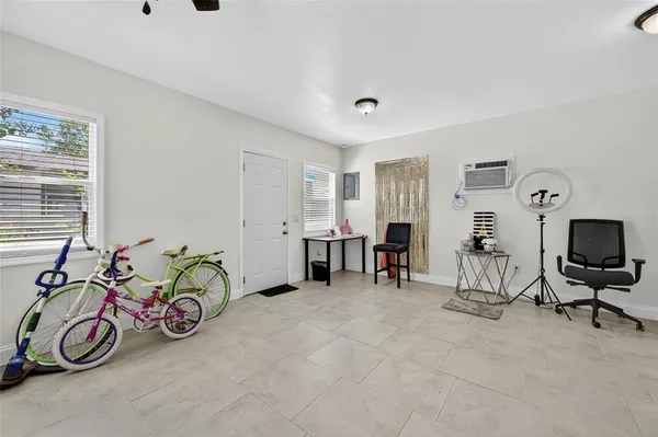 a view of a room with gym equipment
