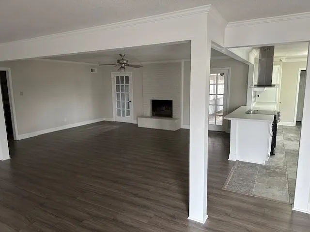 a view interior of a house wooden floor and a living room