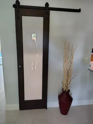 a view of a glass door