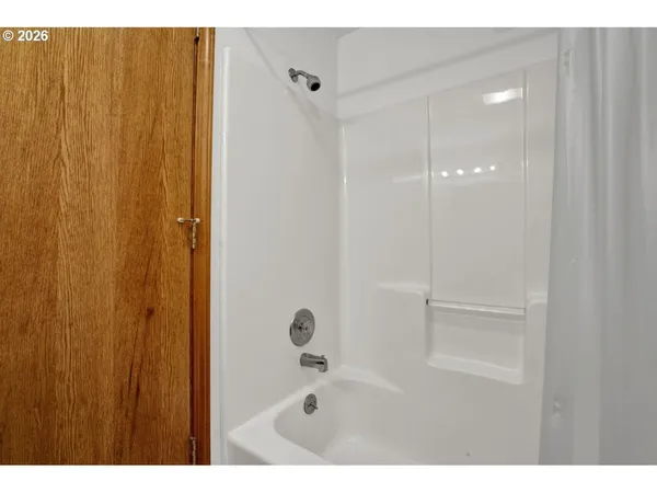 a bathroom with a bathtub