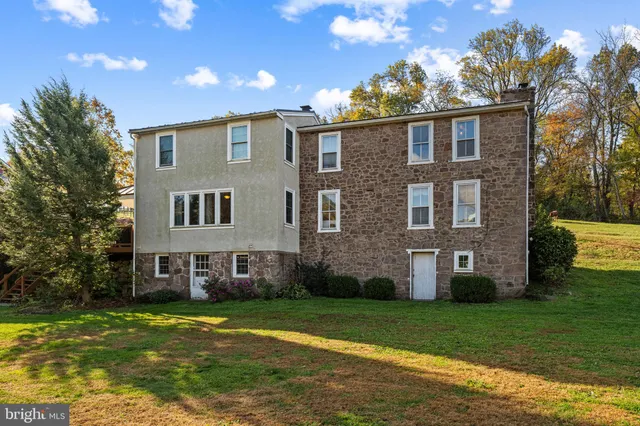 a view of a park with large trees