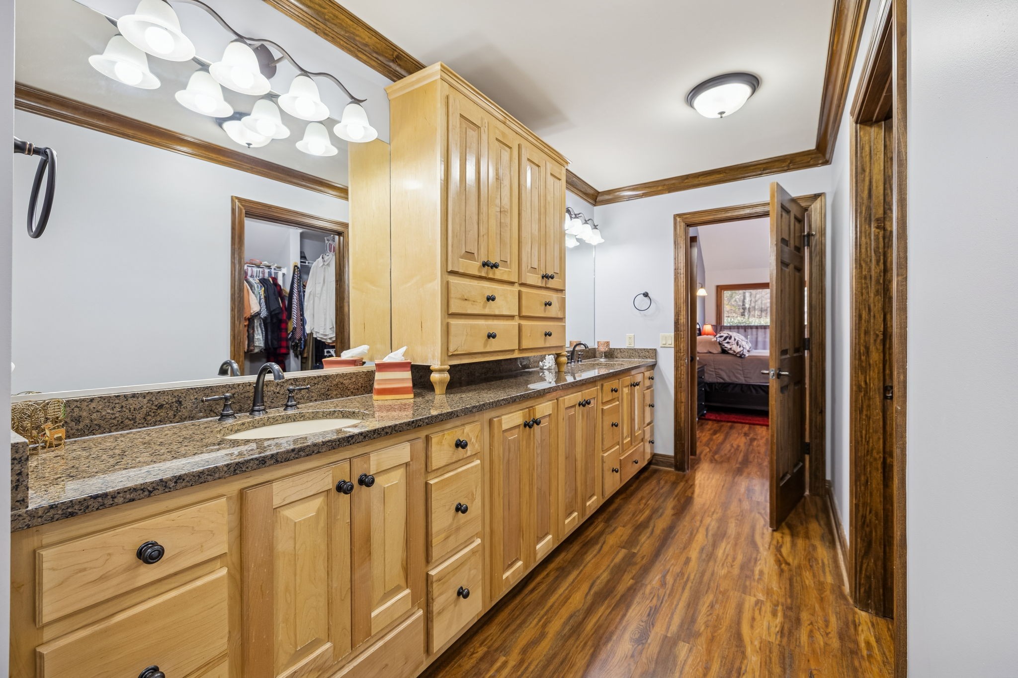 480 Defeated Creek Road Centerville, TN 37033 - Photo 25 of 97 a spacious bathroom with a granite countertop sink mirror and a shower