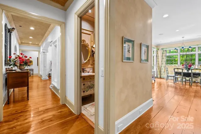 a view of a living room and dining room