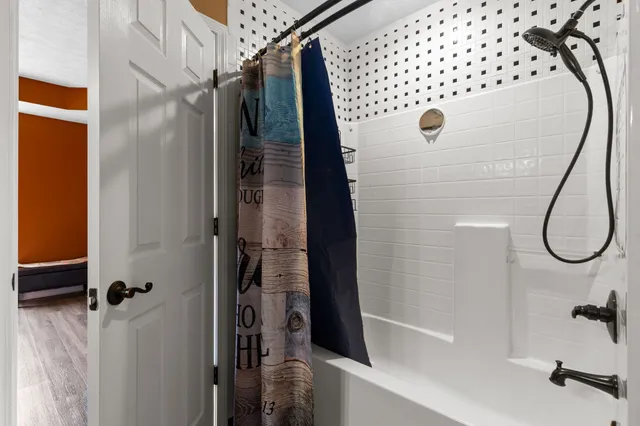 a bathroom with a shower