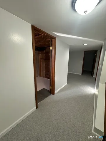 an empty room with a workbench