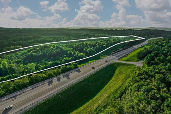 a view of a yard with a garden