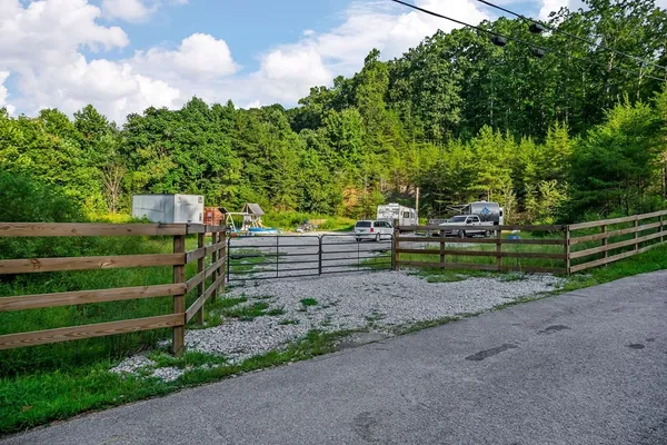 a view of terrace with wooden fence