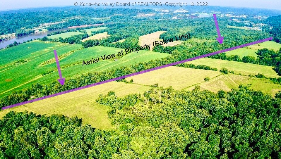 Aerial View of 177.463 Surveyed Acres!   6 Fenced Fields for Crops/Hay/Pasture await!