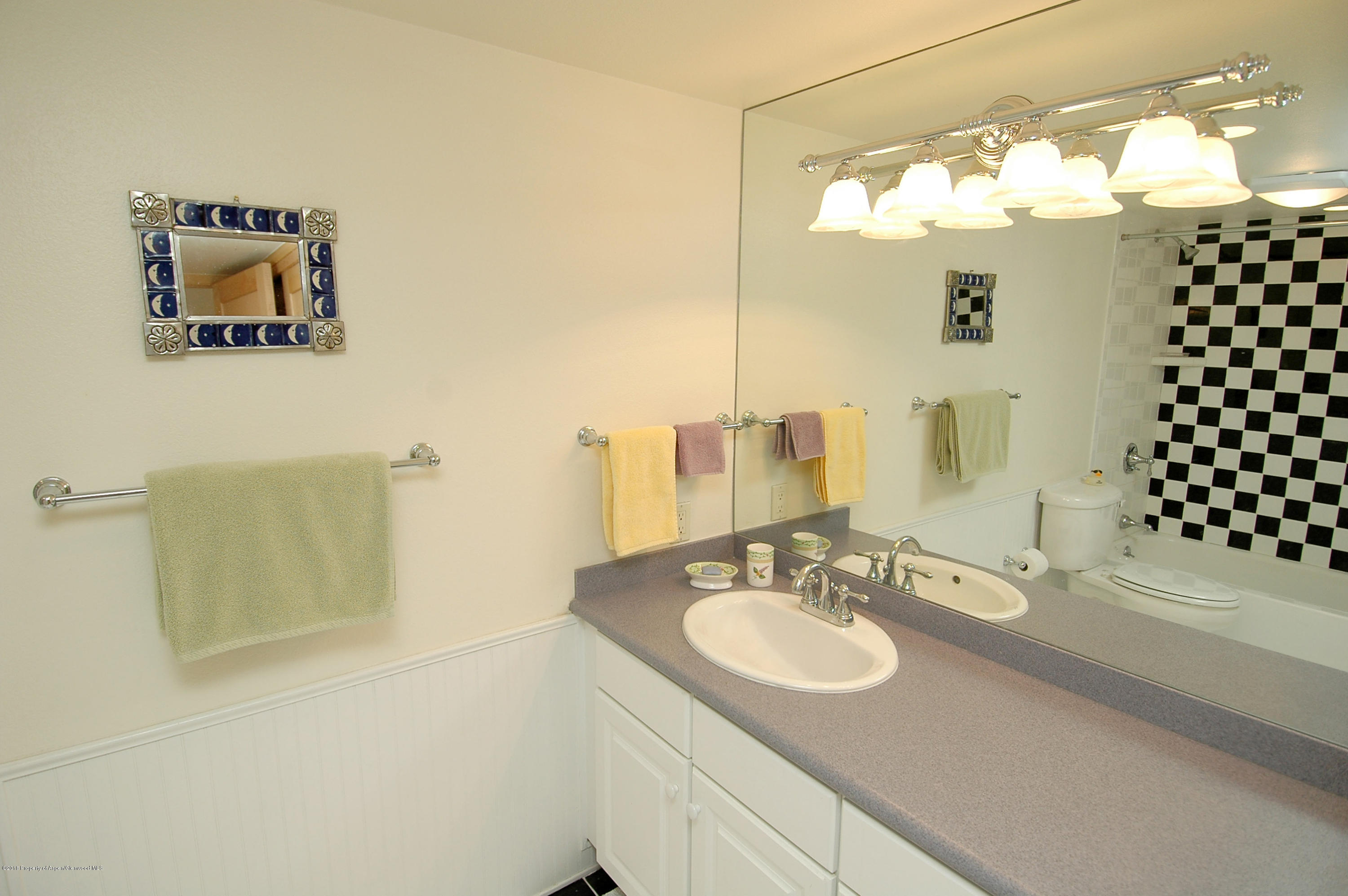 311 South Aspen Street, Unit 6 Aspen, CO 81611 - Photo 9 of 12 a bathroom with a sink a mirror and a shower