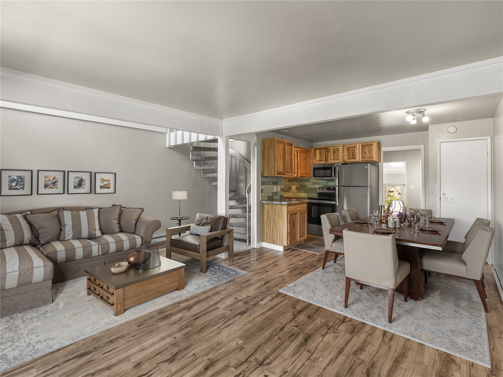 a living room with furniture