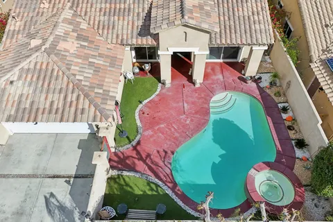 an aerial view of a house