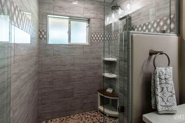 a bathroom with a shower