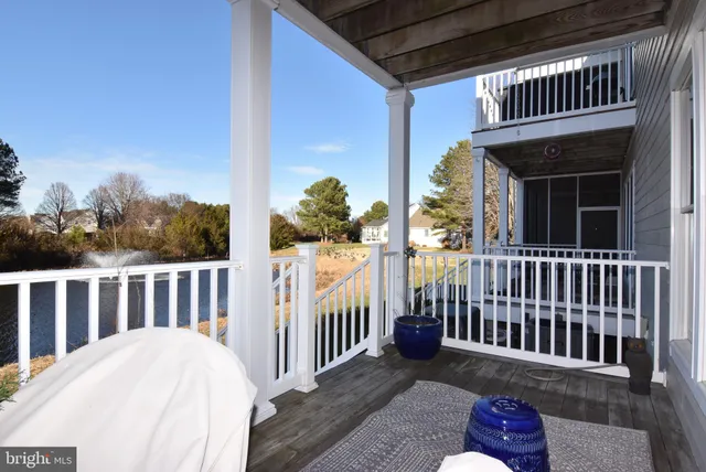 a view of a deck with a chair
