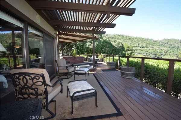 a view of a patio with a table