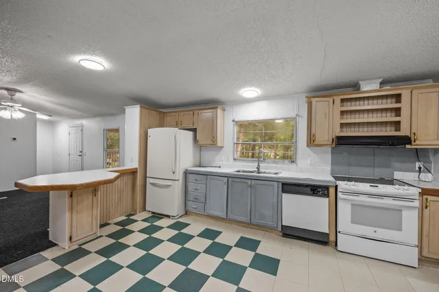 a kitchen with a stove a sink and a refrigerator