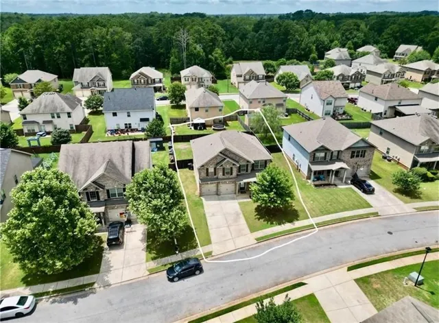 an aerial view of multiple house