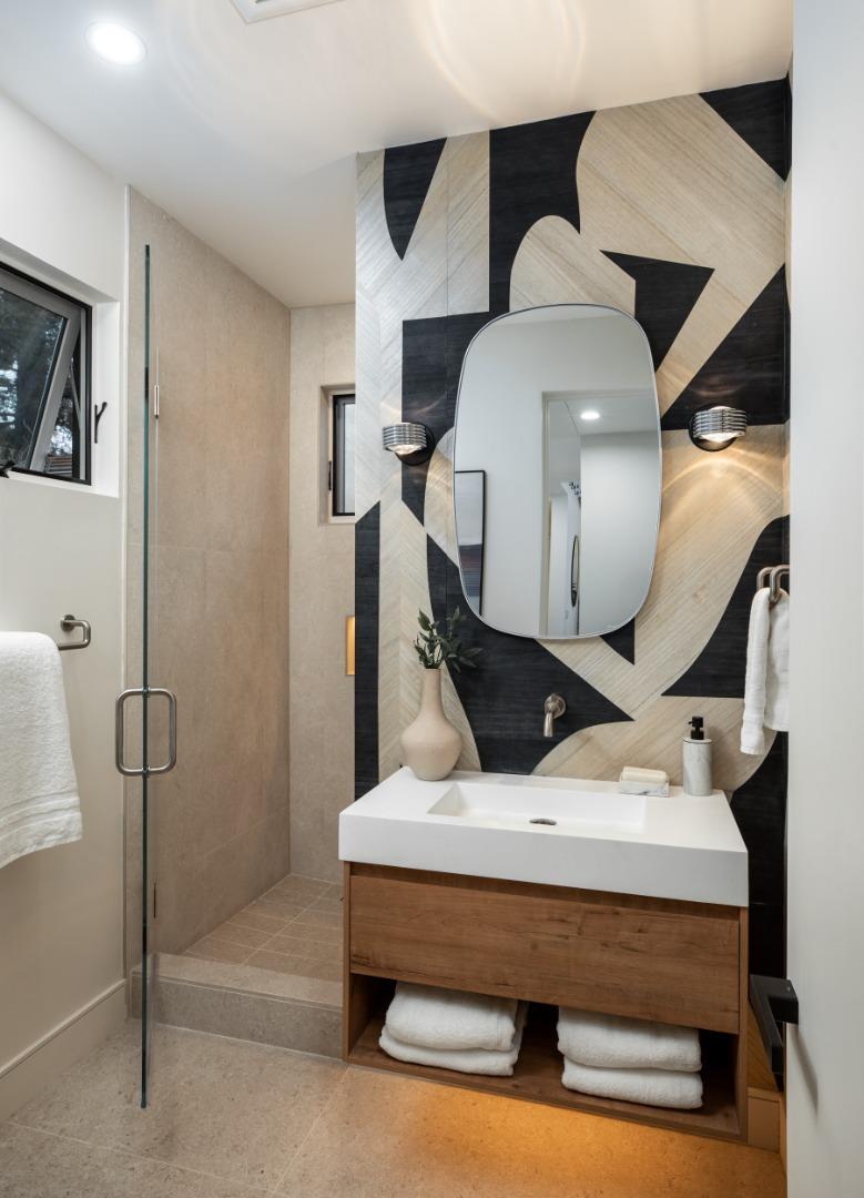 3413 Ross Road Palo Alto, CA 94303 - Photo 22 of 45 a living room with furniture and a mirror