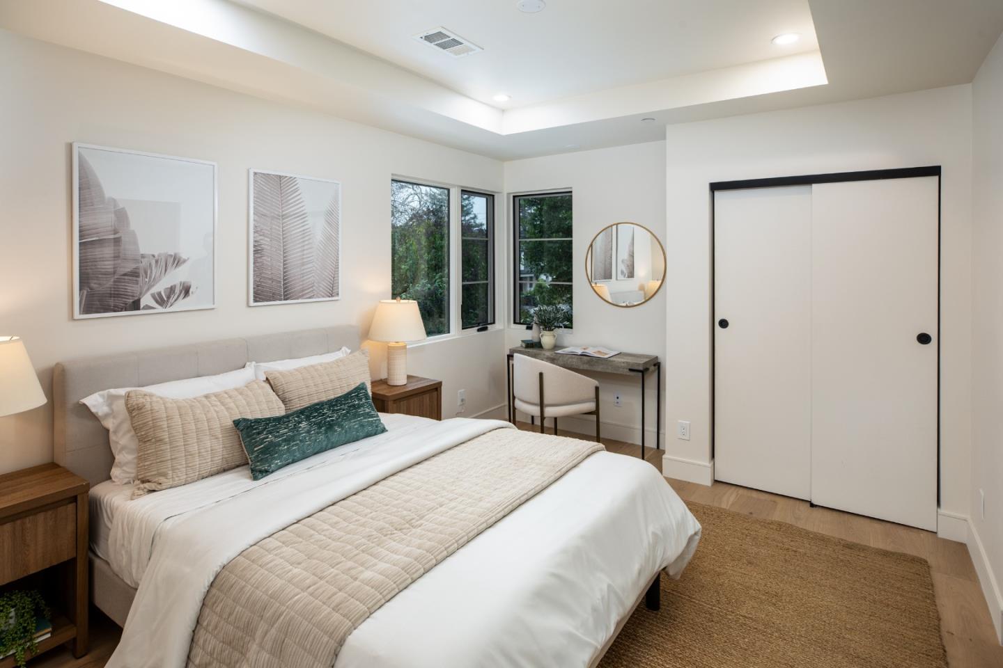 3413 Ross Road Palo Alto, CA 94303 - Photo 31 of 45 a bedroom with bed and a large window